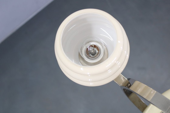 Image 1 of Lampadario Art Déco in nichel e vetro color crema degli anni '30