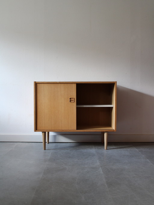 Vintage Danish sliding door wardrobe in oak