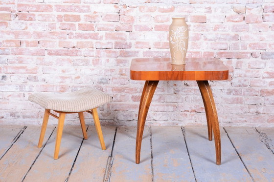 Original Mid-Century Stool, Upholstery, Beech, Slovakia, 1960s – Západoslovenské nábytkárske závody, Textile (photo 5 of 7)