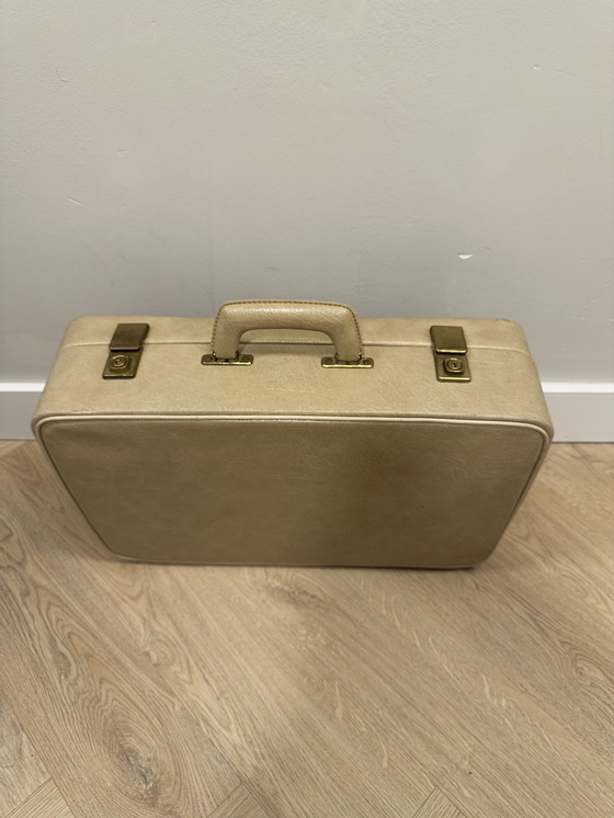 Image 1 of Vintage travelcase beige with red upholstery 