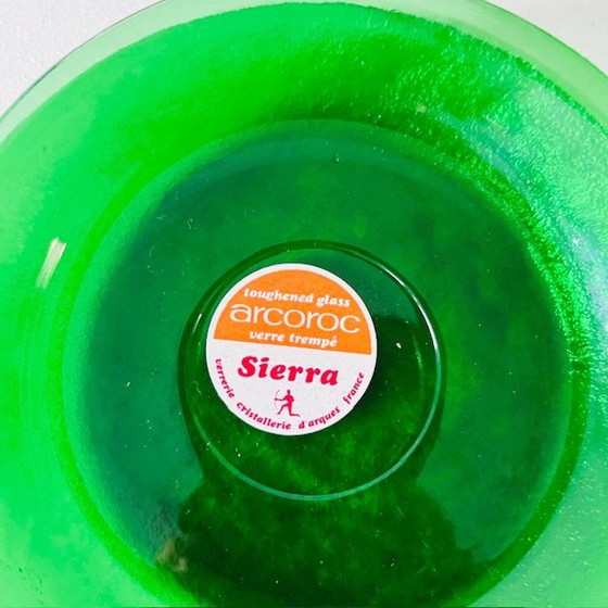 Image 1 of Set da colazione vintage in vetro verde Arcoroc Sierra anni '60