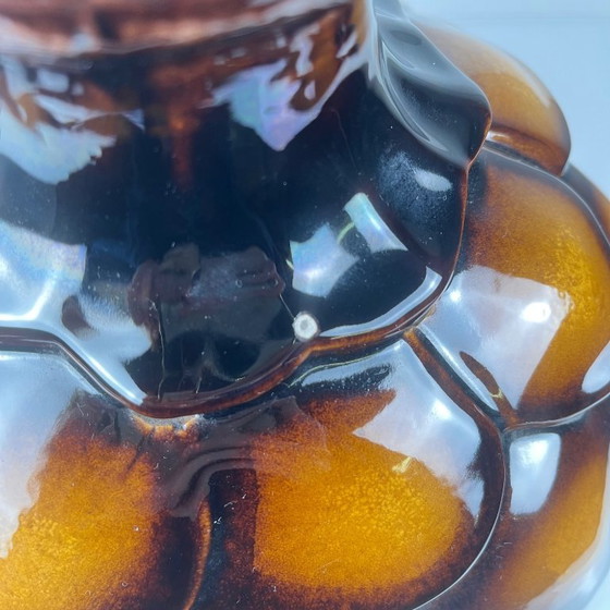 Image 1 of Large ceramic table lamp in "scale" pattern, 1970, double bulbs