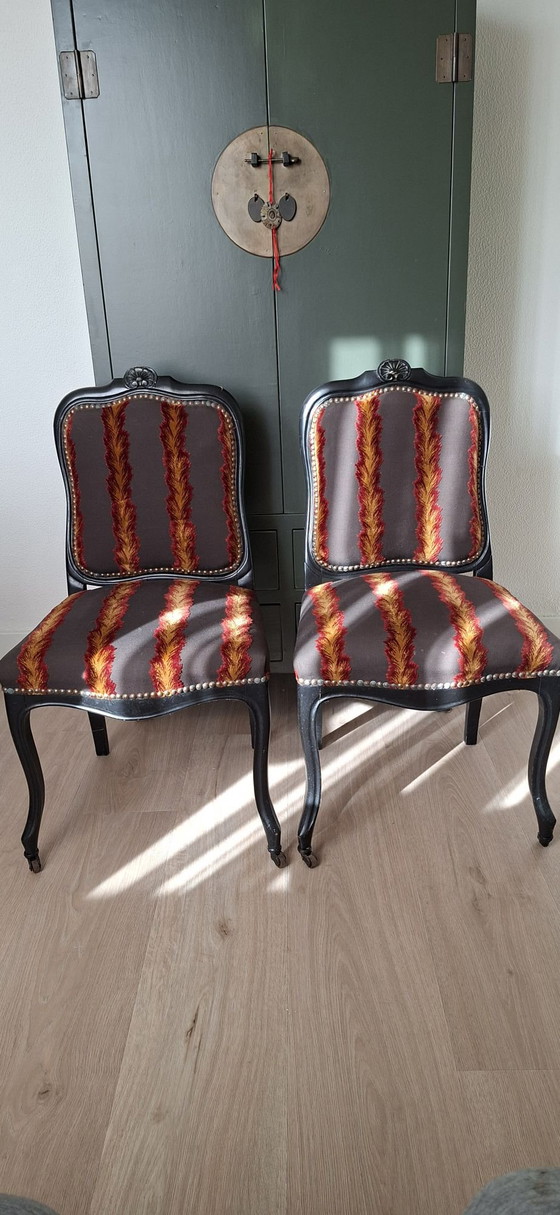 2 sedie classiche in legno piene di carattere, Sedie da pranzo, Tessile, Multicolore (foto 2 di 5)