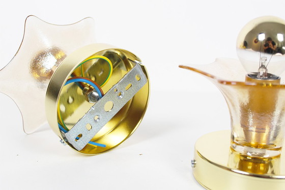 Image 1 of 2x lampade da parete vintage in vetro e ottone di Sische