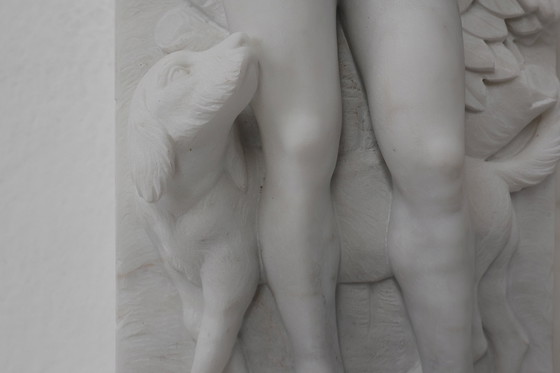 Image 1 of French Carrara Marble Fireplace with Adam and Eve Decoration