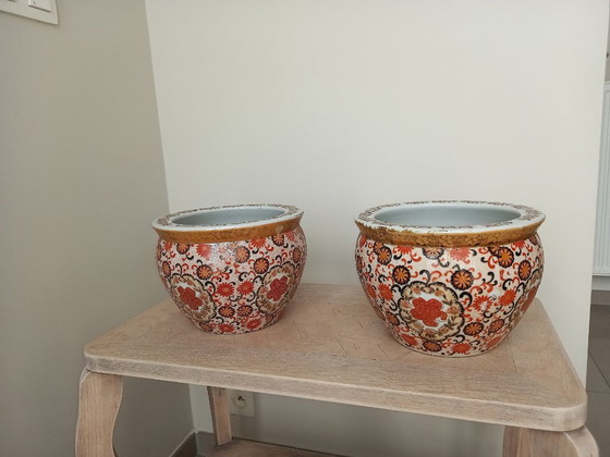 Coppia di Vasi per piante asiatici, Ceramica, Nero (foto 4 di 5)