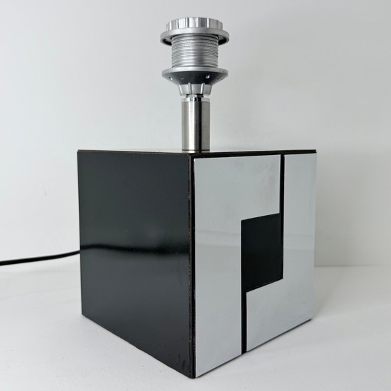 Image 1 of Vintage Cube Lampe - Holz & Metall - Art Deco - 1960