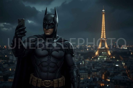 Lámina artística Batman Selfie Torre Eiffel