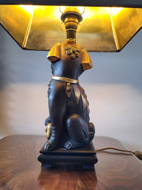Image 1 of Foo dog tafellamp, Deknudt, jaren 1970, België.