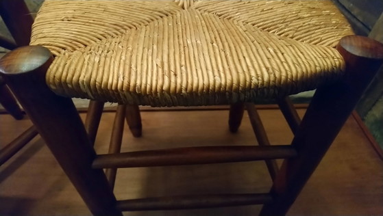 Pair of beech stools with straw seats – Wood, Vintage (photo 6 of 16)