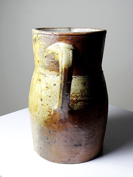 Grote antieke gepyritiseerde Puisaye aardewerken kan, eind 19e eeuw – Ancien, Decoratieve objecten, Ceramic (photo 6 of 14)