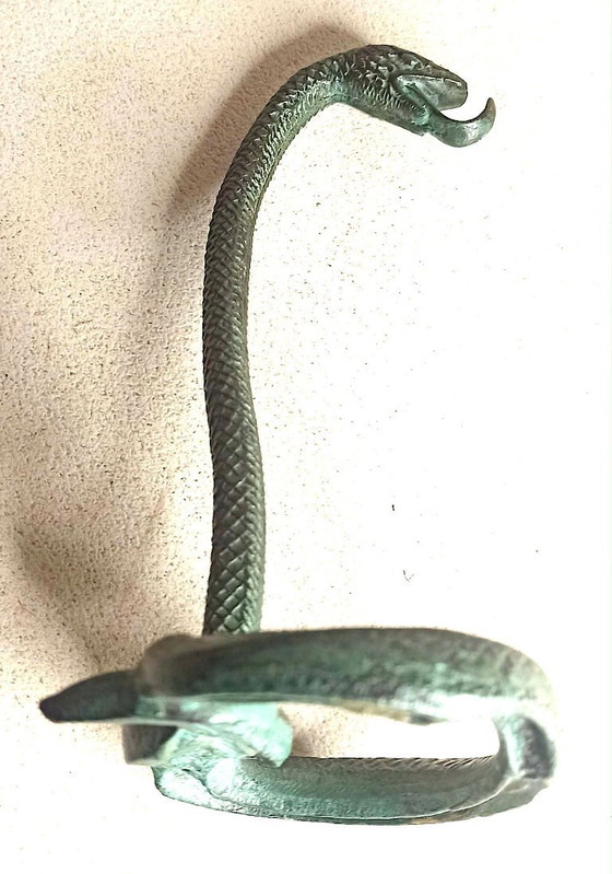 Image 1 of Cobra Bronze Pocket Watch Holder by Edgar Brandt, Art Deco Style