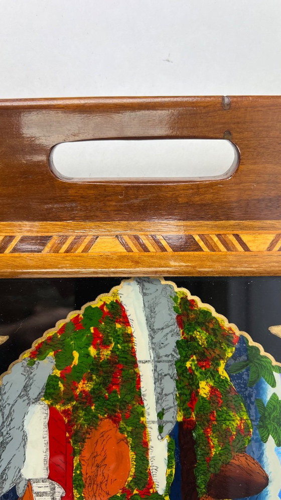 Image 1 of Vintage: 1940-1955 handbeschilderd art deco stijl dienblad, Braziliaans