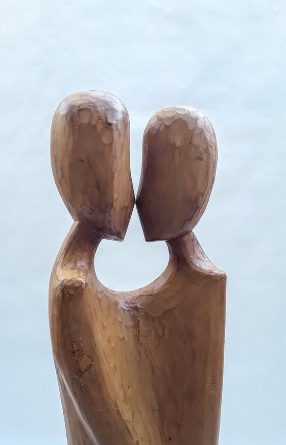 Image 1 of Grande statua in legno anni '70 coppia innamorata 106 cm