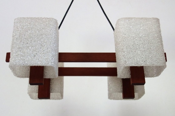 Image 1 of Lampadario scandinavo in perspex e teak, anni '60/'70