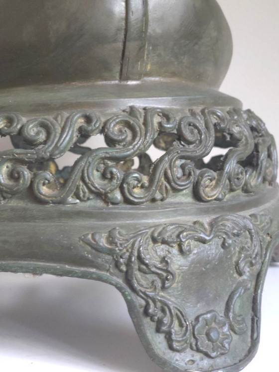 Antieke Bronzen Thaise Sukhothai Boeddha Akshobhya (47 cm) – Beeldhouwkunst (photo 12 of 14)