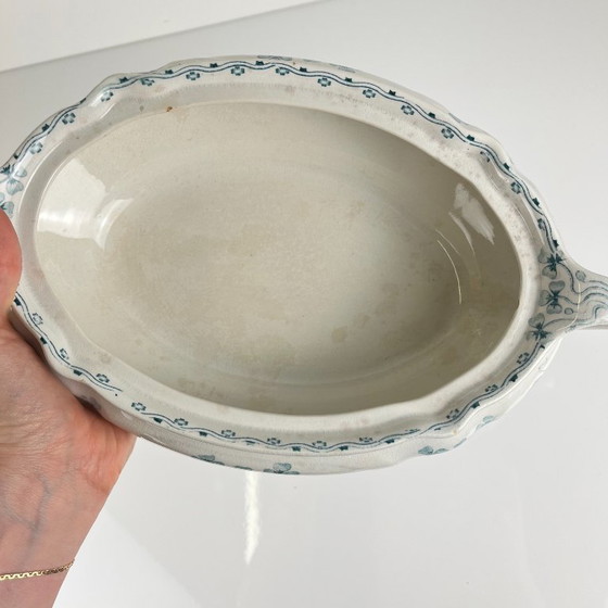 Image 1 of Plato de verduras Villeroy & Boch, modelo "Trèfle - Klee", azul, 1890-1900