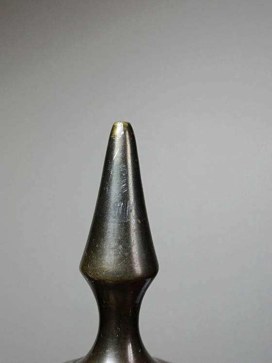 Vaso coperto in ottone ritorto, artigianato indiano vintage anni '60-'80., Stoviglie, Marrone (foto 11 di 13)