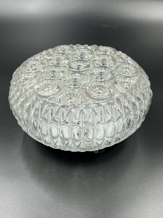 Image 1 of Plafoniera vintage in vetro con rosetta Glashütte Limburg
