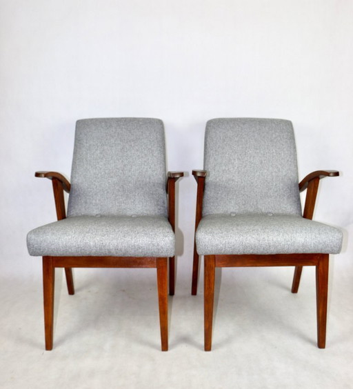 Hellgraue Sessel von Mieczyslaw Puchala, 1970er Jahre, 4 Exemplare