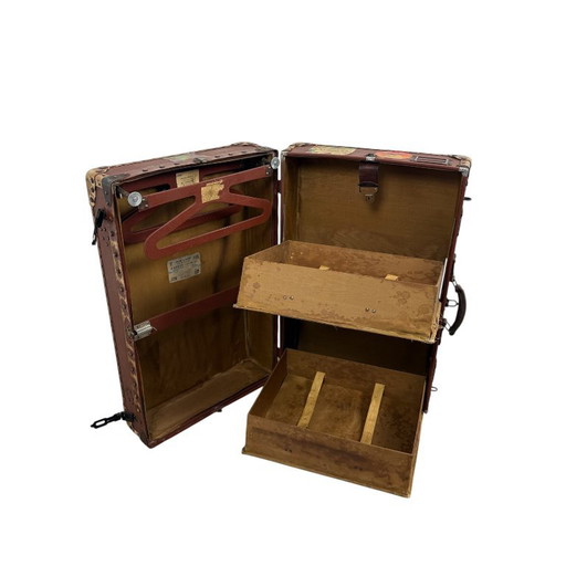 Antieke Franse Bardet-Loiseau reiskoffer Steamer Trunk Paris