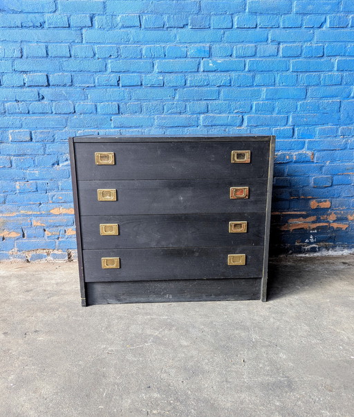 Commode vintage danoise en bois/ laiton