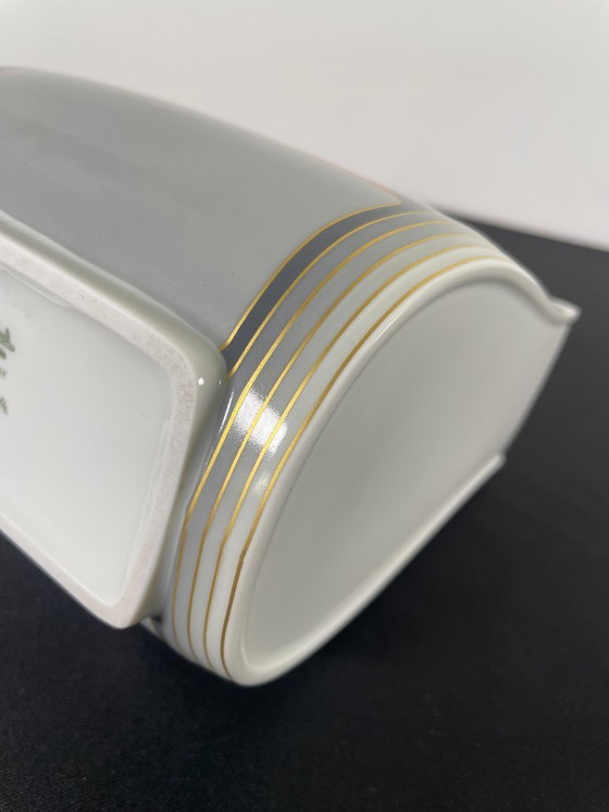 Image 1 of 1980s Gray and Red with Gold Stripe Rosenthal Vase By Christa Goltz Keramische Vaas