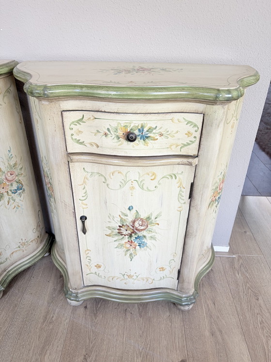 Image 1 of Brocante dressoir ladenkast met spiegel + 2 nachtkastjes