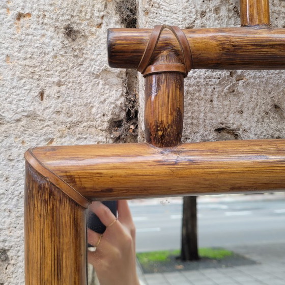 Image 1 of Koloniale spiegel met bamboe frame, 1900 - Frankrijk