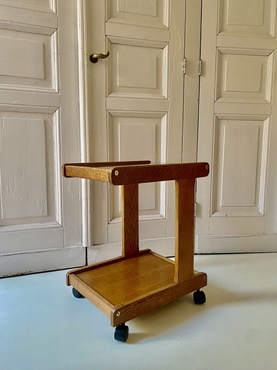 Image 1 of Carrello houten vintage della metà del secolo con wieltjes