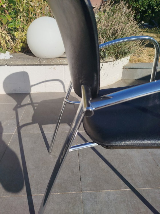10 Brayton-stoelen – Eetkamerstoelen, Leather, Metal (photo 10 of 10)