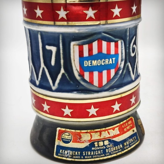 Image 1 of Keramische karaf in de vorm van een ezel van een Democratische president, van Jim Beam, VS, jaren 70.