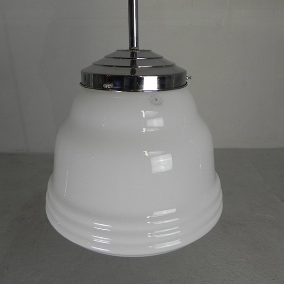 Image 1 of Art Deco hanglamp met opaline kap, Val St Lambert, jaren 30