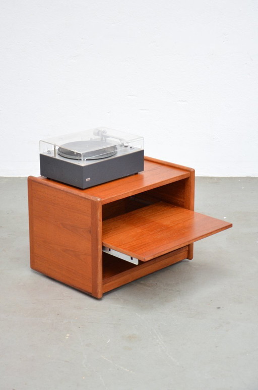 Vintage Teak Phonotisch HiFi Beistelltisch Couchtisch Rollen 70er