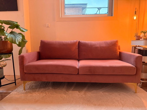 Old pink velvet 2-seater sofa (Ashta) from Sofacompany