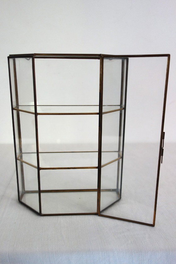 Vetrina Da Parete Vintage Vetro E Ottone – Vetrine, Brass (photo 7 of 12)