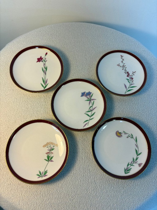 5 Platos de Postre de Porcelana Koransha Japón