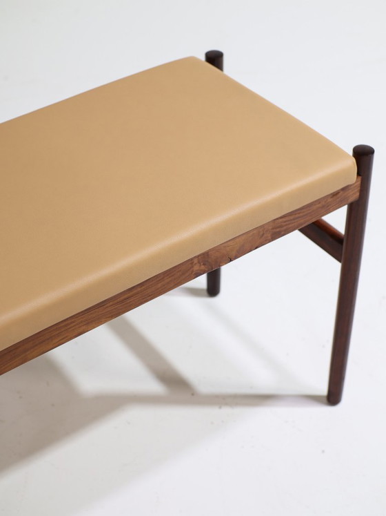 Image 1 of Bankje kruk Spøttrup palissander leer Deens vintage