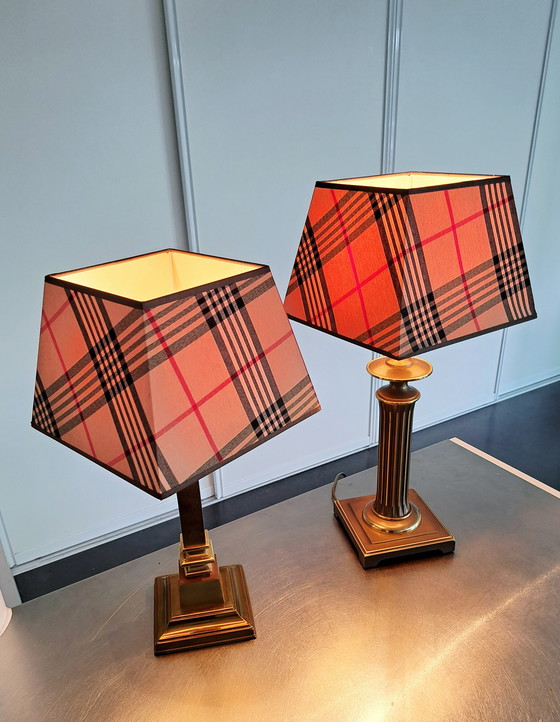 Image 1 of Lampada da tavolo a colonna in ottone