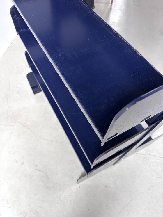 Image 1 of Italienisch-Dutch Lips Vago "Congresso" Stahlblaues Doppelbücherregal, 1966