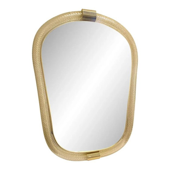 Image 1 of Venetian Style Murano Glass Mirror with Twisted Torciglione Frame