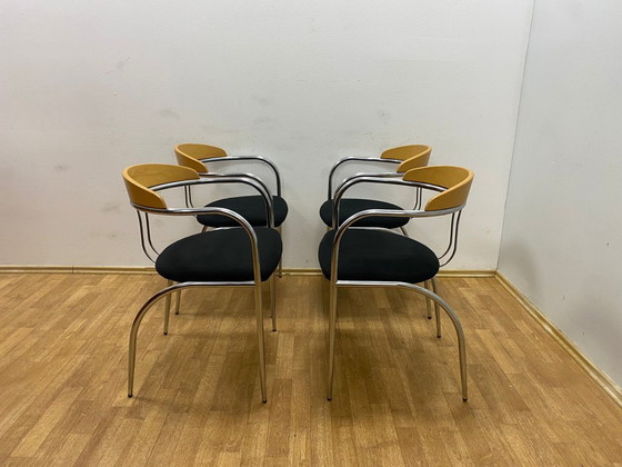 Image 1 of Set da pranzo, stile metà secolo, struttura in tubi cromati, anni '70