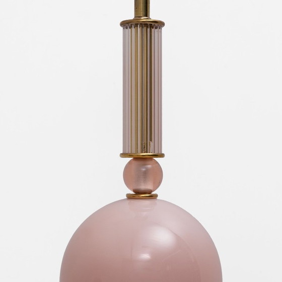 Pair of Geometric Murano Glass Table Lamps in Pink and Green, Sottsass Style (photo 7 of 9)
