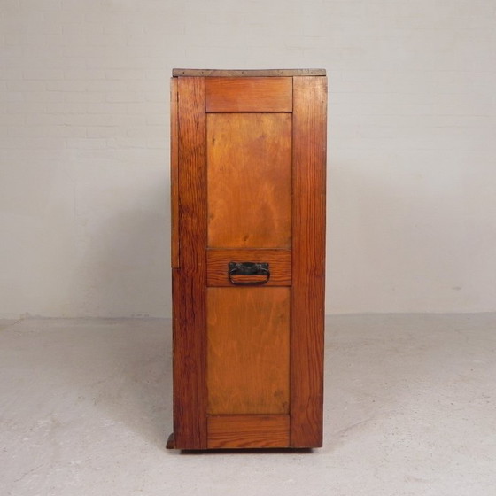 Pine school chart cabinet, architect's cabinet, map cabinet, 1930s, Storage cabinet, Wood, Brown (photo 16 of 25)