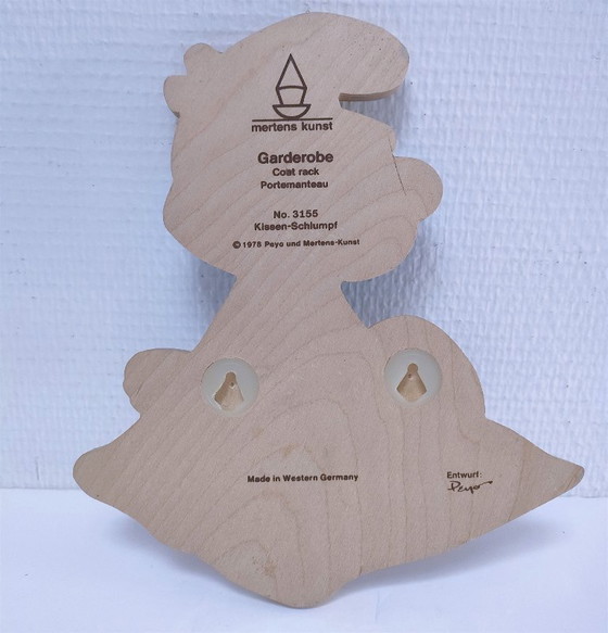 Image 1 of Garderobenständer Schlumpf aus bemaltem Holz 70-80er Jahre