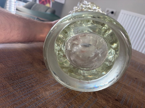 Vintage Murano Style Lattice Web Vase, XL (approx. 40 cm), Hand-blown, Glass, Transparent (photo 4 of 5)