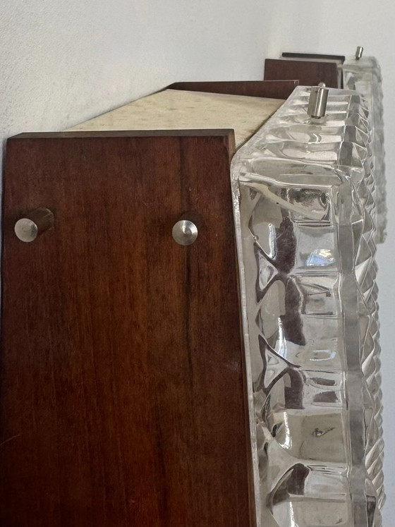 Een paar vintage wandlampen van hout en gehard glas, Frankrijk, 1970 (photo 5 of 9)
