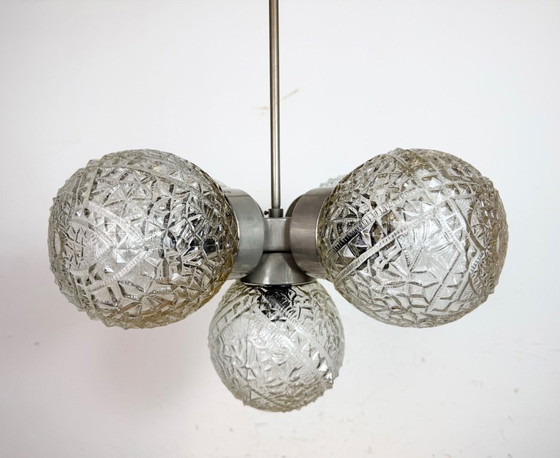 Image 1 of Lampadario vintage in vetro tagliato di Kamenický Šenov, anni '60