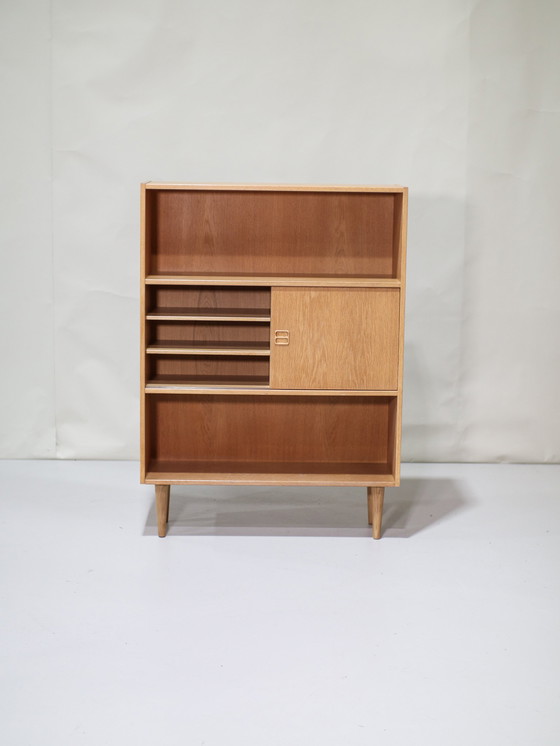 Image 1 of Oak Bookcase With Doors Danish Vintage