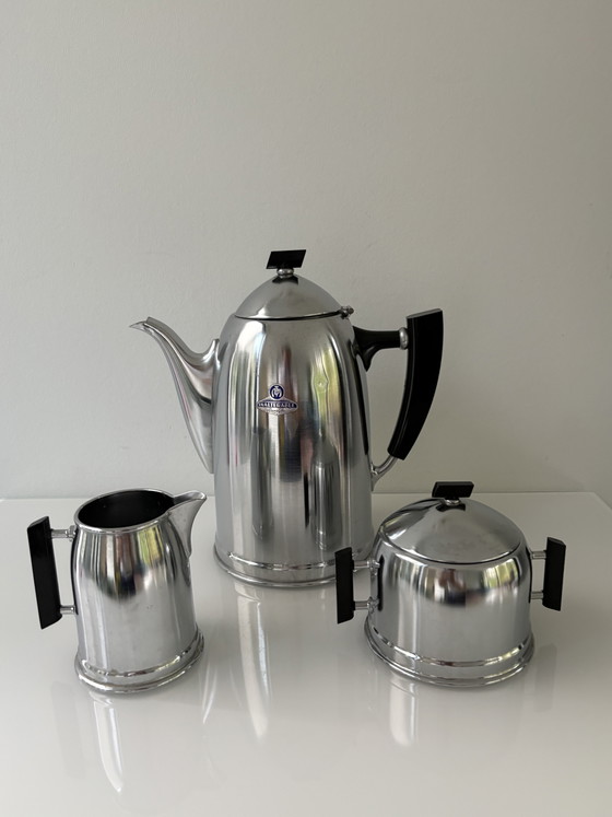 Servizio da Caffè Vintage, Art Déco, Marca Demeyere Della Linea Inaltérable (3 pezzi) – Stoviglie, Metal (photo 14 of 14)